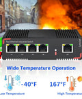5 Port Industrial Ethernet Switch for DIN Rail Unmanaged IP40 Network Switch With 4 10 100 Mbps Ethernet Ports and 1 Uplink Port 1 Gbps