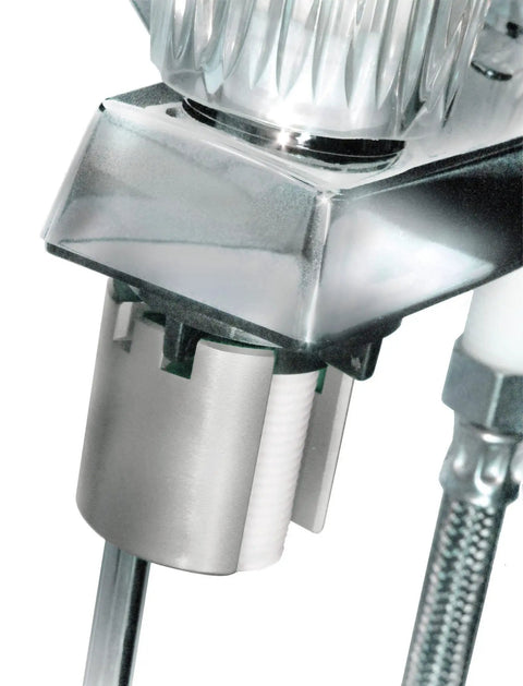 Basin Buddy Faucet Nut Wrench grips metal lock nut under sink for easy tightening in tight spaces; universal tool shown in use.