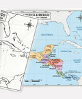 11x17 Laminated Dry Erase Central America And Mexico Map, Double Sided With Color Front And Blank Outline Back, Reusable Geography Chart