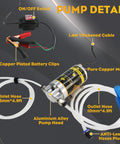 Pro Electric Oil Change Pump Kit For Your Whip Fast Oil Extractor 12 24 Volt showing copper motor, hoses, battery clips, and on/off switch.