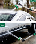 Using Heavy Duty Metal Garden Hose Wand With 16 Inch Aluminum Core 9 Spray Patterns 180 Degree Rotating Nozzle to wash a car