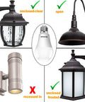 Automatic Dusk To Dawn Outdoor Light Bulb 9W Equivalent To 100W LED E26 A19 120V shown with compatible fixtures