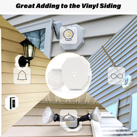 Vinyl Siding Mounting Blocks Kit With Octagon Mount Block And Plate For Half Inch Lap Siding, 4 To 10 Inch Height, White, Premium Paintable Plastic, Weatherproof Exterior Mounting Hardware For Quick No Fuss Easy Siding Install on vinyl siding