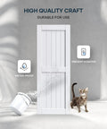 32 By 84 Inch White Barn Door With Five And A Half Foot Sliding Door Hardware Kit Included And Handle Solid Wood Covered With Waterproof PVC Surface Easy DIY Assembly And Install H Frame Fits Twenty Eight To Thirty Inch Wide Opening
