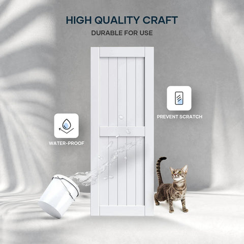 32 By 84 Inch White Barn Door With Five And A Half Foot Sliding Door Hardware Kit Included And Handle Solid Wood Covered With Waterproof PVC Surface Easy DIY Assembly And Install H Frame Fits Twenty Eight To Thirty Inch Wide Opening