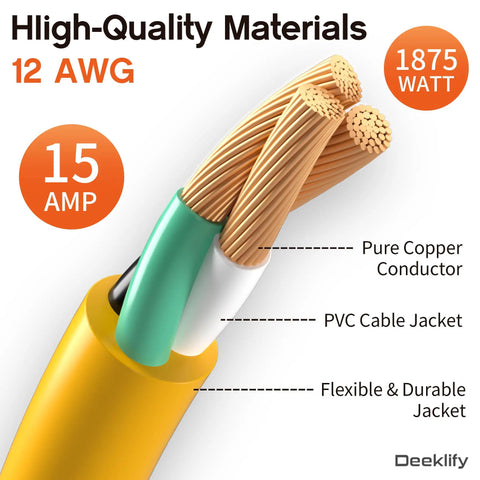 Cross-section of Tough As Nails 50 Foot Outdoor Extension Cord showing copper conductors, PVC jacket, and flexible design.