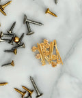 Copper Nut And Bolt Set For Teapot Lid Replacement And Repair 10 Pack Precision Screws And Nuts Kit For Furniture Repair And Household Use Durable Copper Build For Corrosion Resistance And Stable Attachment. brass and silver screws on white surface