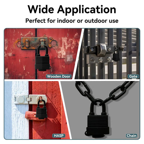 Heavy Duty Weather Resistant Padlock With Chain For Fences Gates And Outdoor Gear Anti Theft Hardened Security Chain Lock 6mm Thick
