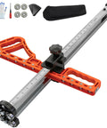 Pro Grade Drywall Cutter With Dual Bearing System Foldable Frame For Five Eighths To Twenty Four Inch Sheets Adjustable Sheetrock Tool With Carrying Bag And Ten Replacement Blades Precise Quarter Inch Three Eighths Inch Half Inch And Five Eighths Inch. foldable frame with rollers, blades, bag, gloves