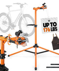 Heavy Duty Four Legged Bike Repair Stand With 176 Lb Capacity Height Adjustable From 40.5 To 67 Inches Magnetic Swivel Tray