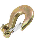 2 Pack Beefy Half Inch Clevis Slip Hooks With Safety Latch Heavy Duty Grade 70 Forged Steel For Trailer Haulers And Wrecker Trucks 18,000 Lbs Capacity Ideal For Towing Hauling And Recovery Jobs shown in close-up