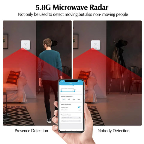 WiFi Human Presence Sensor 2 Pack With Millimeter-Wave Radar No Hub Needed 24/7 Smart Motion Alerts for home detection demo