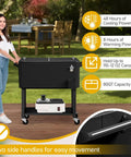 80 Quart Rolling Cooler With Wheels For Outdoor Parties Pink Ice Chest On Wheels Portable Stand Up Cooler With Shelf