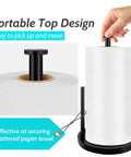 Stainless Steel Freestanding Paper Towel Holder For Countertop, Black Rack With Anti Slip Weighted Base, Effortless One Hand Tear Design Keeps Kitchen Looking Fresh, portable top design.