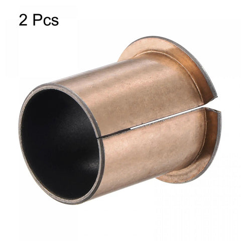 Heavy Duty Flanged Sleeve Bearings Built Tough With Bronze Sintered Surface And Carbon Steel Core Delivers Slippery Smooth Operation Zero Headache Maintenance 25mm Bore 28mm Outer Diameter 35mm Length Two Piece Pack