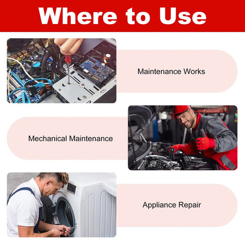 Image showing uses of 11 Piece Killer Security Torx Bit Set Tamper Proof Star Driver Bits for vehicle and appliance repairs.