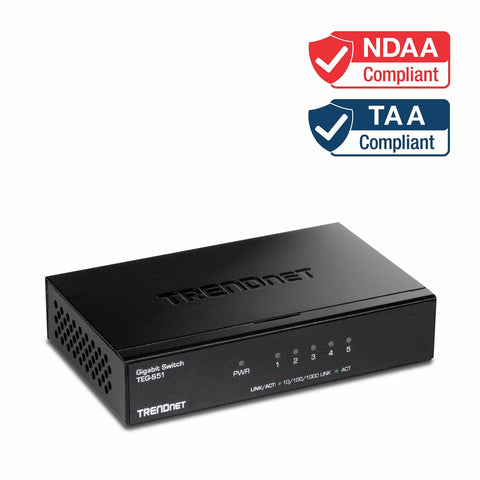 Gigabit Desktop Switch With Five RJ45 Ports For Fast Home Or Office Network, Plug And Play Ethernet Splitter, Silent Fanless Metal Enclosure