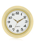 Mini Clock Insert 1 7/16 Inch Quartz Movement With White Dial, Gold Tone Bezel And Arabic Numerals, Model CK094GD, front view