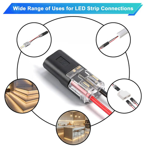 Double Wire Plug In Connectors Pack Of 20 For Low Voltage DC Projects 22-18 AWG Wire 2 Pin Quick Snap Connectors Ideal For LED Light Strips