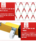 Flexible Expandable Safety Fence With Smooth Rolling Casters For Crowd Control And Room Dividing shows durable connection and side wheels.