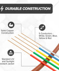 18 Gauge 5 Conductor Thermostat Wire 150 Feet Brown Solid Copper Low Voltage Cable for HVAC with color-coded wires