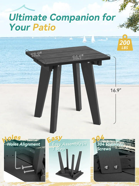Weather Resistant HDPE Outdoor Side Table With Real Wood Grain Look For Small Patios Porch And Balcony Heavy Duty 200 Lb Capacity