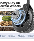 Heavy Duty Collapsible All Terrain Wagon Cart With 400 Lb Capacity And Wide 9cm Wheels With 360 Degree Swivel Front wheel close-up