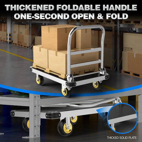 Heavy Duty Platform Truck With Solid 2500 Pound Capacity And Foldable Steel Flatbed Cart Made To Roll Heavy Loads Without The Drama For Warehouse Moves Or Daily Errands