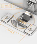 Works Like A Dream Self Closing Concealed Cabinet Hinges For Face Frame Doors 1 3 8 Inch Standard Overlay with detailed measurements.