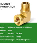 2 Pack 90 Degree Street Elbow Brass Pipe Fitting Half Inch NPT Male To Half Inch NPT Female Barstock Corrosion Resistant