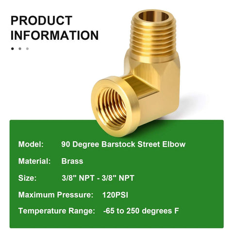 2 Pack 90 Degree Street Elbow Brass Pipe Fitting Half Inch NPT Male To Half Inch NPT Female Barstock Corrosion Resistant