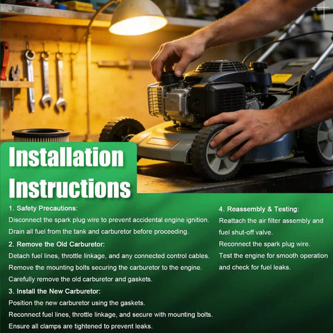Installation of Beefed Up Carburetor Kit For Briggs And Stratton Lawn Mower Engines Replaces 590556 591109 591160 591979.