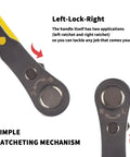 Close-up of ratcheting mechanism on 27 In 1 Mini Ratchet Wrench Set With Screwdriver Bits And Socket Wrench for daily home repairs.