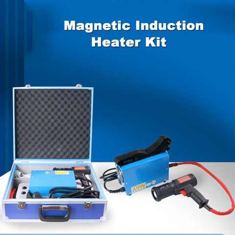 Straight Up Heavy Duty 1500W Portable Induction Heater Kit Includes Four Magnetic Coils and rugged carry case, showing the device and accessories.