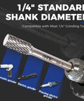 OSTTE 10-piece long carbide burr set, 1/4-inch shank, 3.94-inch length for die grinder bits