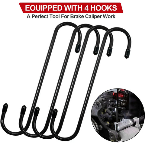 4 In 1 Universal Disc Brake Caliper Compression Tool With Four Caliper Hangers shown with hooks for brake work.