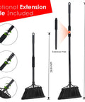 Heavy Duty 3 Pack Broom Set With 55 Inch Telescoping Pole And Padded Eva Grip showing extension pole option, 55.1 inch tall for tough cleaning.