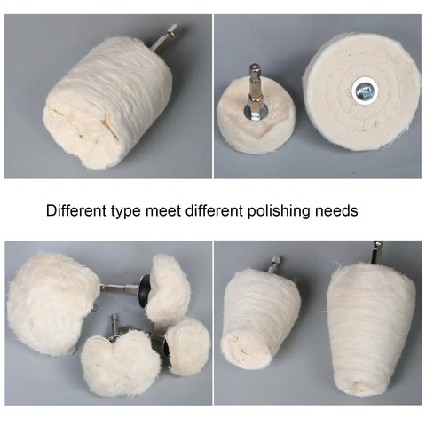Cotton Polishing Wheel Kit For Drill With Buffing Wheels For Aluminum Chrome Stainless Steel And Metal Polishing in packaging
