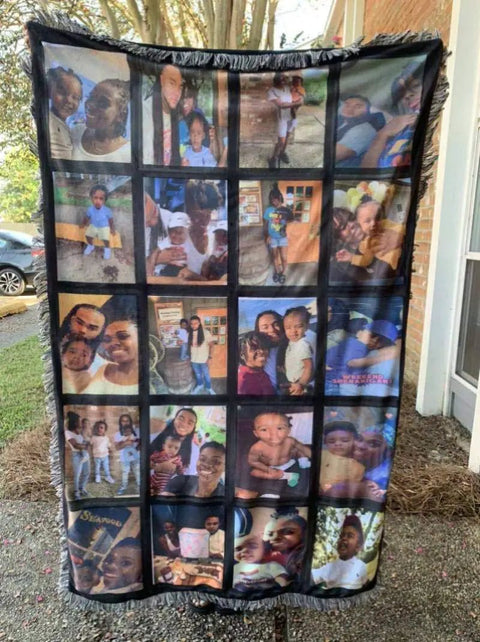 Two Pack 40 By 60 Inch Sublimation Blankets For Heat Press Baby Printed Throw 100 Percent Polyester Personalized Sublimation Photo With 20 Panels Ultra Soft Durable Machine Washable showing personalized photo collage