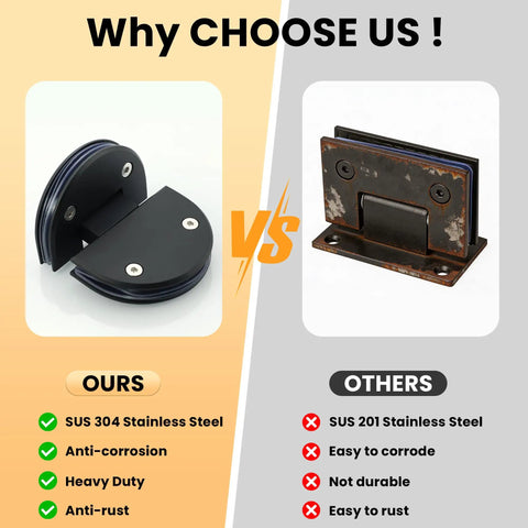 Comparison of Black 180 Degree Glass Shower Door Hinge For Bathroom Built To Last Rubber Cushion Pads Notch Cut Required