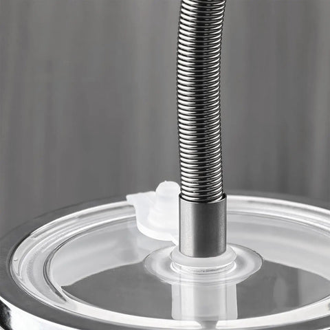 Heavy Duty Stainless Steel Milk Tube Replacement Featuring Hp1 Hp3 Adapters 10.4 Inch with protective stainless steel coil in use.