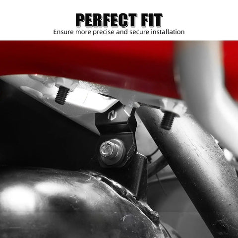 Beefy Front Tailpipe Stay Mount For Yamaha Dirt Bikes And YZ Models, Aluminum Alloy Exhaust Hanger, Black, Close-up Installation
