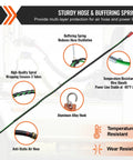 Sturdy hose and buffering spring for 15 Foot Semi Truck Air Lines Kit With Glad Hands And 3 In 1 Air Hoses Plus 7 Way ABS Power Line