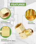 Two Pack 3/8-Inch Flare Swivel Elbow Connector Fittings For Propane Gas And Oil Lines, 90 Degree Male To Female Inverted Flare Brass Couplers, Durable High-Temp Resistant Leak-Free Seals, solid brass 90° flare fitting