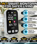 4-In-1 Travel Carbon Monoxide Detector And Gas Alarm With Temperature And Humidity Sensors, Portable Plug-In Or Battery.