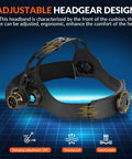 Adjustable headgear for Auto Darkening Welding Helmet With Solar Power, ergonomic design with cushioning and size adjustment.