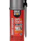 Smart Dispenser Gap And Crack Foam Sealant Cream 12 Ounce for Drafts And Leaks, showing front label and applicator tip