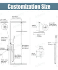 Polished Chrome 12 Inch Ceiling Mount Shower System With Rain Shower Head And Handheld Spray Luxury Shower Combo diagram