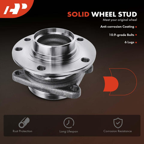 Solid wheel stud hub assembly with anti-corrosion coating, 10.9-grade bolts, and 6 lugs, rust protection features visible.