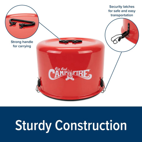 Big Red Portable Propane Campfire Pit Tabletop Heater For Camping And Tailgating, red casing with handles and latches